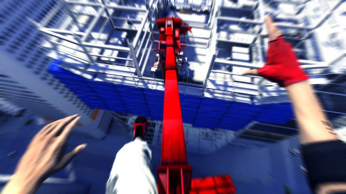 Mirror's Edge PlayStation 3 first-person action-adventure parkour free-running game dystopian city time trials first-person platformer gameplay screenshot