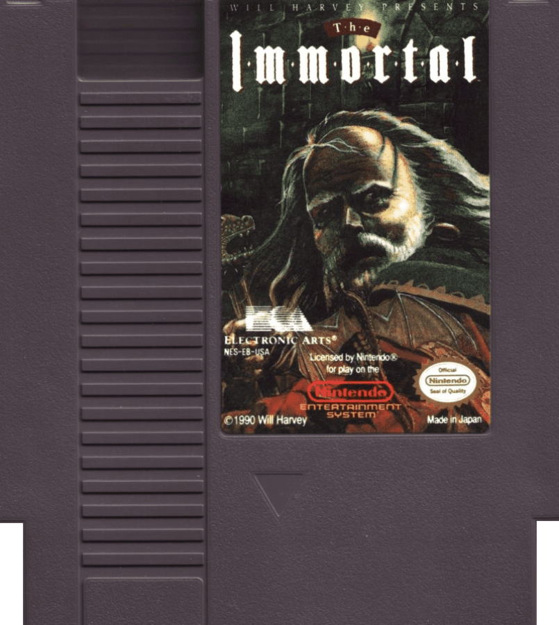 The Immortal NES Nintendo Entertainment System action adventure game isometric dungeon crawler fantasy puzzle solving combat Electronic Arts Will Harvey retro 8 bit gaming cartridge video game title cartridge