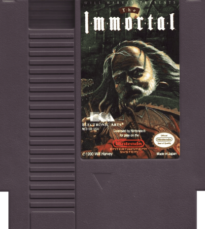 The Immortal NES Nintendo Entertainment System action adventure game isometric dungeon crawler fantasy puzzle solving combat Electronic Arts Will Harvey retro 8 bit gaming cartridge video game title cartridge