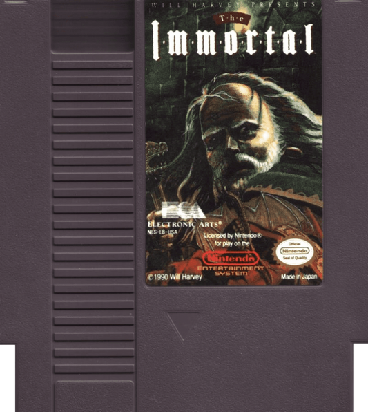 The Immortal NES Nintendo Entertainment System action adventure game isometric dungeon crawler fantasy puzzle solving combat Electronic Arts Will Harvey retro 8 bit gaming cartridge video game title cartridge