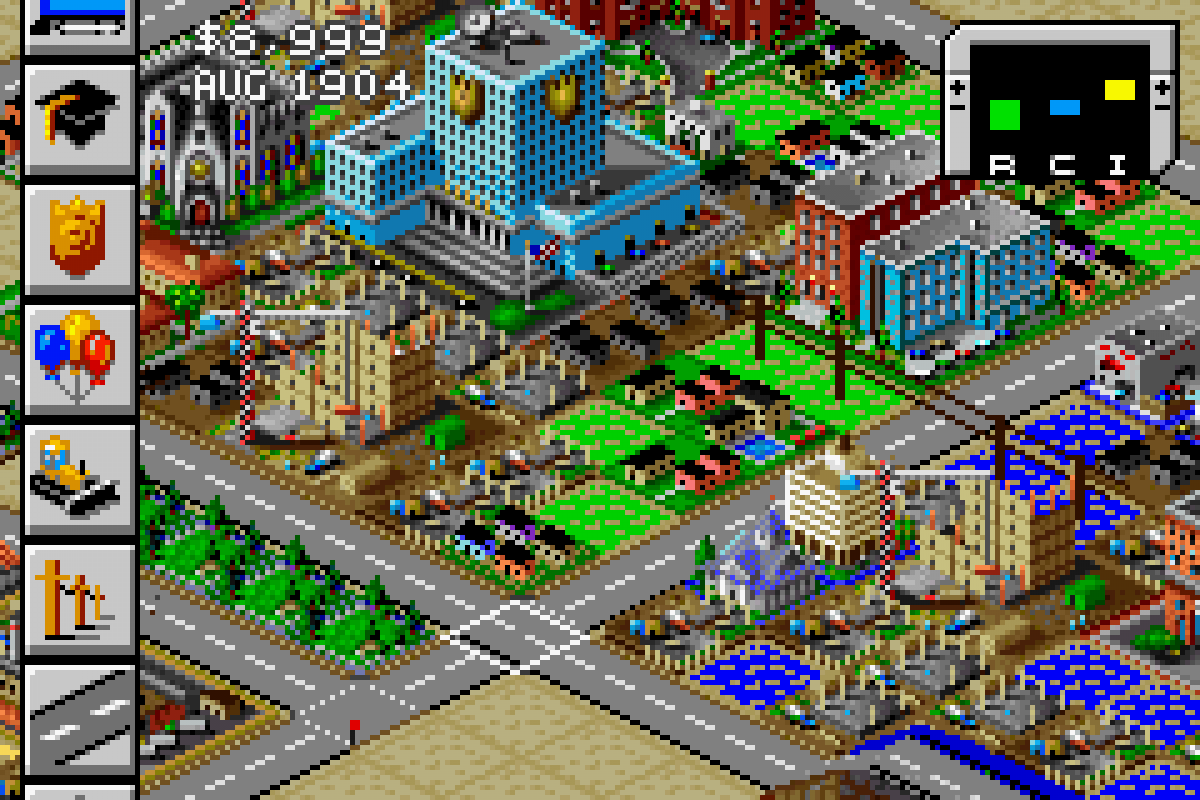 SimCity 2000 for Game Boy Advance with city-building simulation and strategic management gameplay screenshot