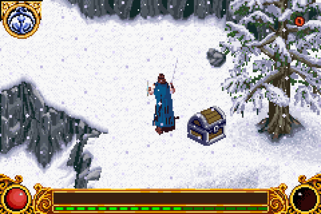 The Lord of the Rings The Two Towers for Game Boy Advance, gameplay for a retro video game featuring action-adventure gameplay, hack-and-slash combat, character progression, and movie-inspired fantasy battles