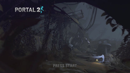 Portal 2 start screen for Xbox 360 (X360) first-person puzzle platform video game
