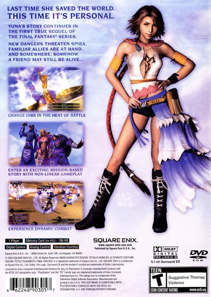 Final Fantasy X-2 Greatest Hits back cover art for Playstation 2 Role Playing video game. 