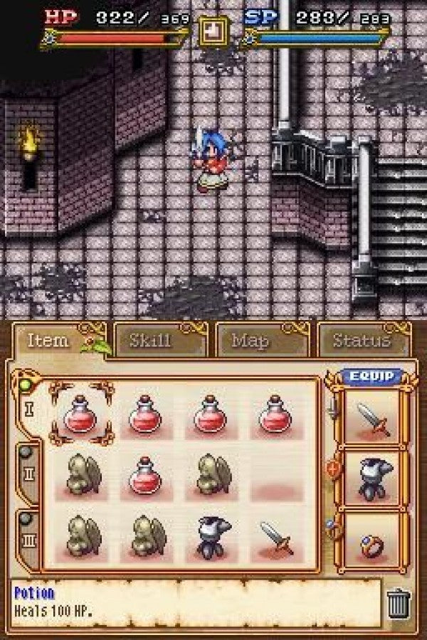 From the Abyss for the Nintendo DS featuring turn based RPG gameplay with dungeon exploration character progression and strategic battles in a fantasy adventure setting gameplay