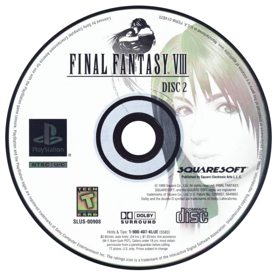 Final Fantasy VIII disc 2 for PlayStation 1 (PS1) retro JRPG video game