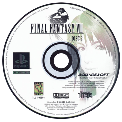 Final Fantasy VIII disc 2 for PlayStation 1 (PS1) retro JRPG video game