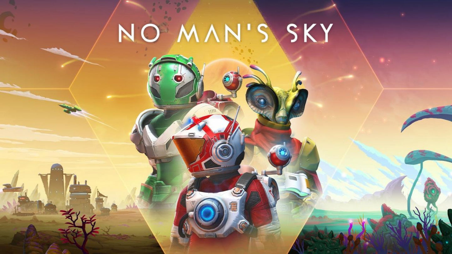 No Man's Sky Nintendo Switch (NS) title screen art for sci-fi exploration and survival adventure.