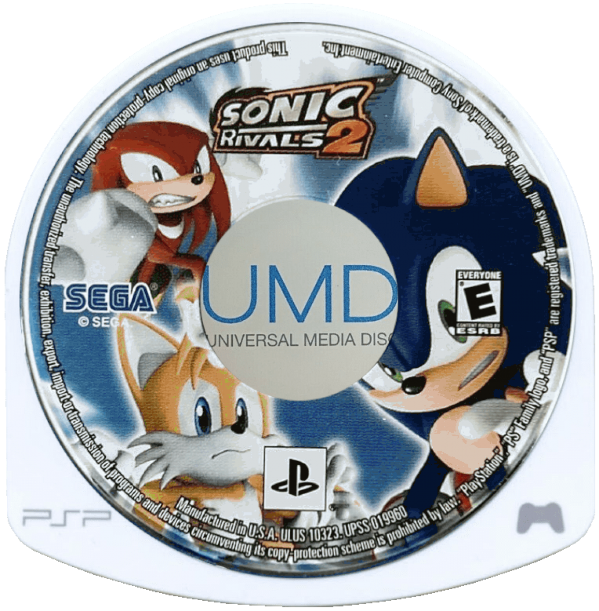Sonic Rivals 2 PSP Sony PlayStation Portable platform racing game Sonic the Hedgehog SEGA side scrolling speed competition racing battles Knuckles Shadow Sonic characters multiplayer handheld platformer PSP software video game title UMD 