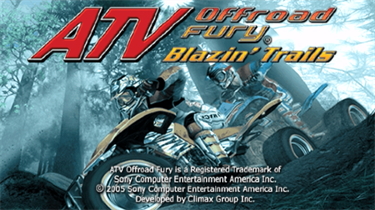 ATV Offroad Fury: Blazin' Trails [Greatest Hits] – PlayStation Portable (PSP) start screen for off-road racing video game