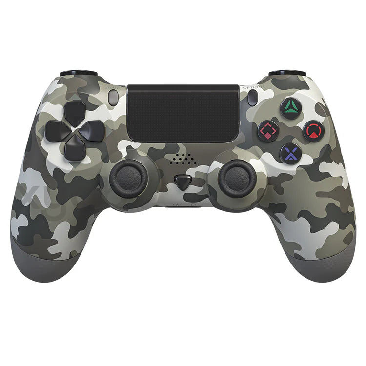 Camo colored PS4 controller by XYAB wireless gaming controller featuring ergonomic design textured camouflage finish responsive buttons analog sticks and enhanced PlayStation 4 gameplay experience