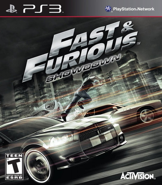 Fast and the Furious Showdown PlayStation 3 PS3 for racing video game fans featuring high speed street racing action movie inspired gameplay customizable vehicles explosive driving missions cooperative multiplayer challenges intense car stunts and cinematic racing adventure collectible gaming appeal front cover