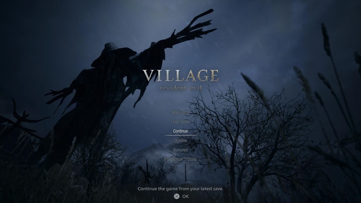 Resident Evil Village for Xbox One with atmospheric survival horror and gothic village setting main menu