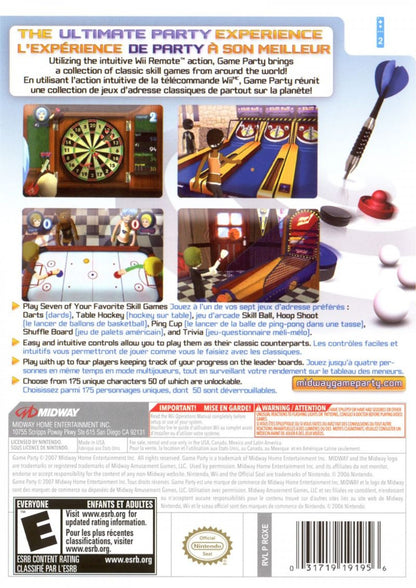 Game Party – Nintendo Wii (Wii) party mini-game collection back of case for video game