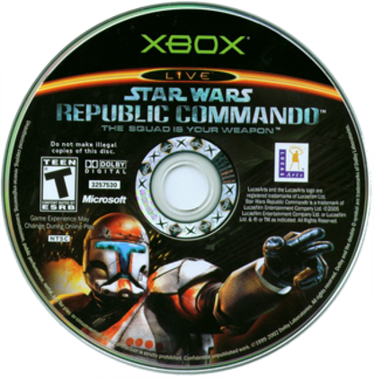 Star Wars: Republic Commando disc art for Xbox (XBOX) video game