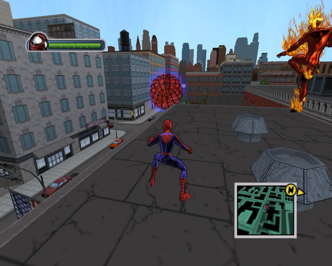 Ultimate Spider-Man PlayStation 2 PS2 for action adventure video game fans featuring open world superhero gameplay web swinging exploration intense combat missions Marvel characters Venom storyline comic book inspired visuals city traversal special abilities and cinematic storytelling collectible gaming appeal gameplay 