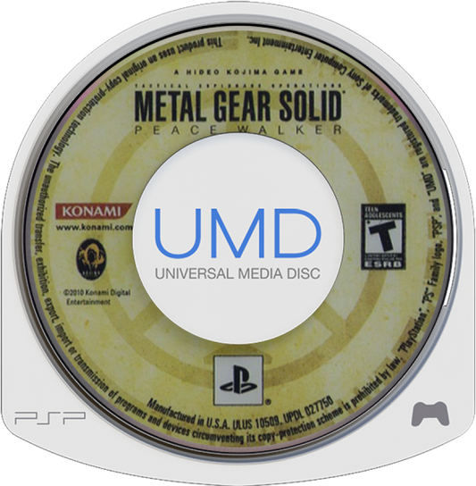 Metal Gear Solid: Peace Walker PSP action-adventure video game disc