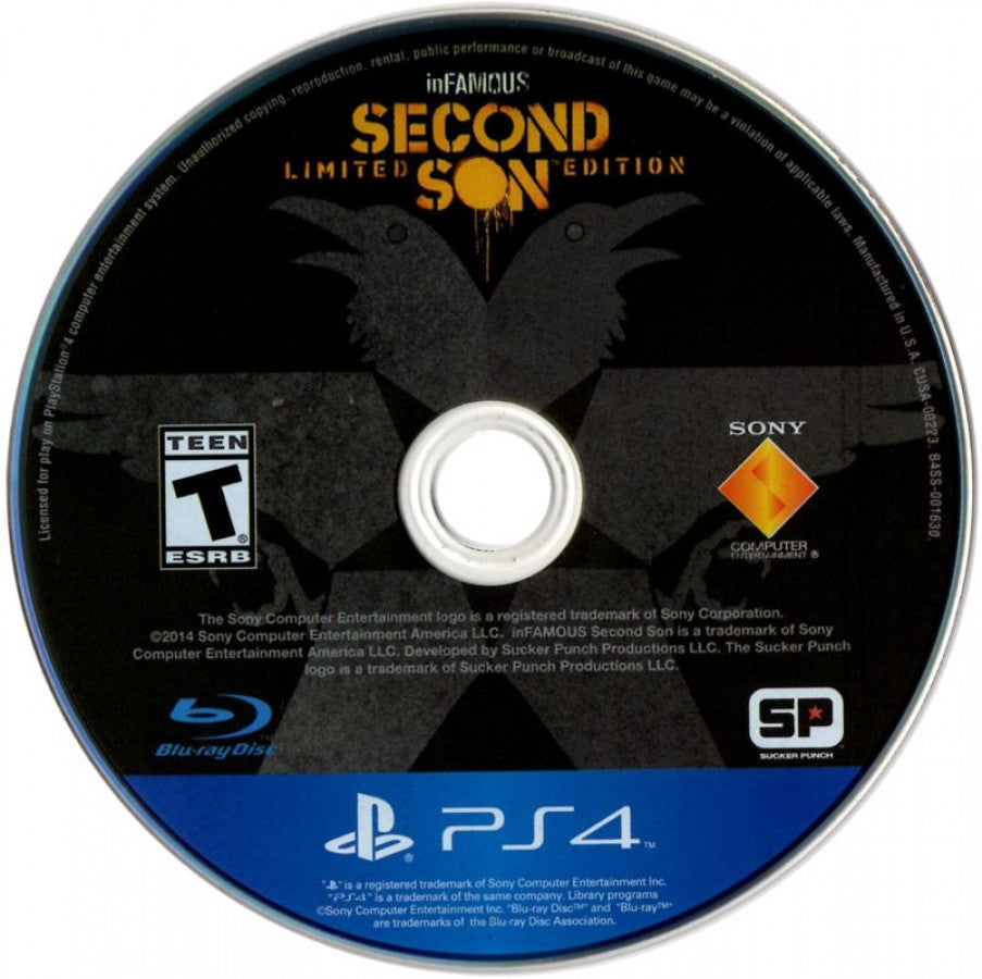 Infamous Second Son [Limited Edition] disc cover art for PlayStation 4 (PS4) video game.