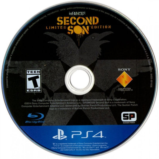 Infamous Second Son [Limited Edition] disc cover art for PlayStation 4 (PS4) video game.