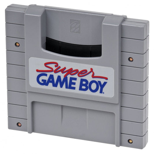 Super Game Boy Super Nintendo Entertainment System SNES accessory featuring Game Boy game compatibility console gaming support enhanced color display customizable borders multiplayer support and classic Nintendo hardware functionality retro video game collection collectible gaming appeal