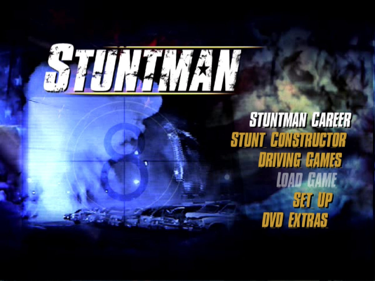 Stuntman title screen for PlayStation 2 (PS2) video game