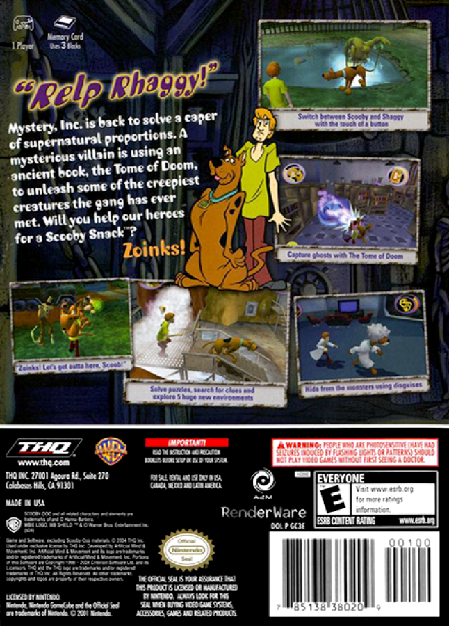 Scooby-Doo Mystery Mayhem GameCube game featuring cartoon-style adventure gameplay with puzzle solving and spooky mysteries back cover