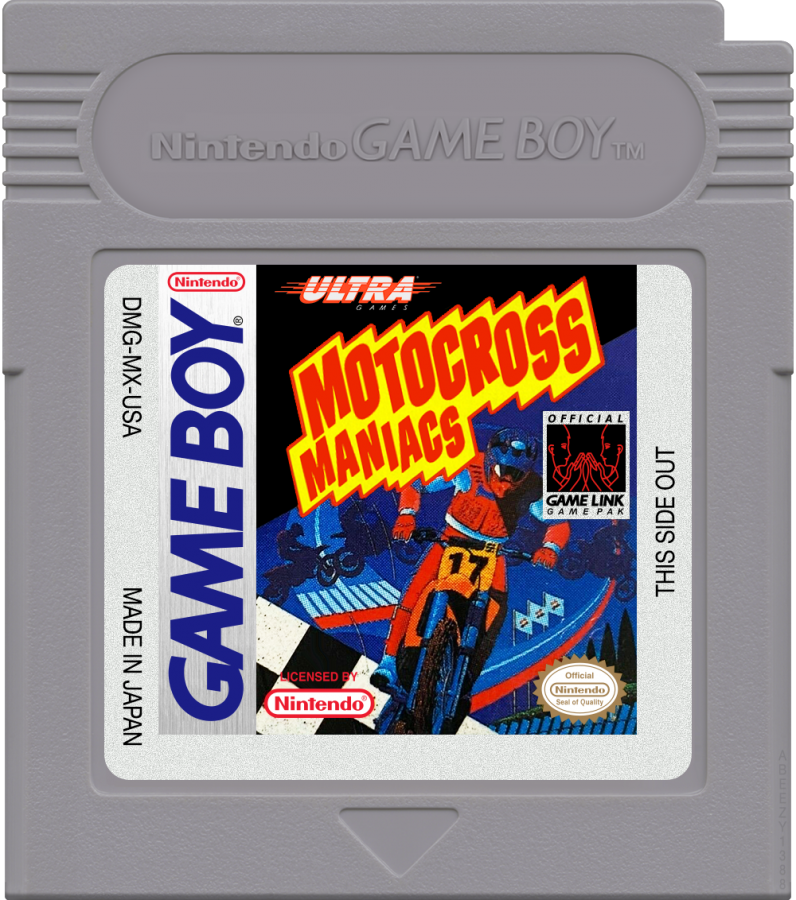 Motocross Maniacs cartridge art for Game Boy (GB) video game