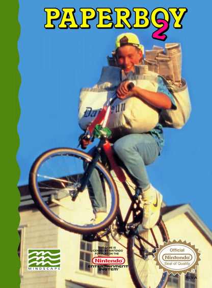 Paperboy 2 Nintendo Entertainment System NES for retro video game enthusiasts featuring arcade style action gameplay newspaper delivery challenges obstacle dodging fast paced bicycle riding suburban neighborhood routes classic score chasing mechanics and collectible gaming appeal cover art 