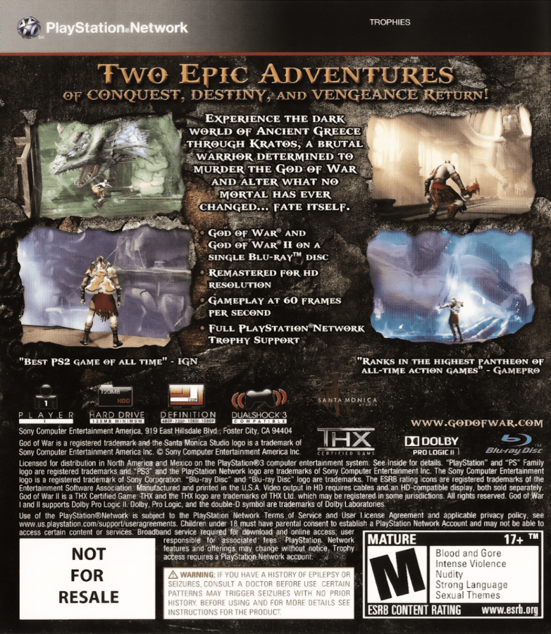 God of War: Collection back cover art for PlayStation 3 (PS3) video game
