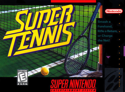 Super Tennis – Super Nintendo Entertainment System (SNES) box art work for retro tennis video game