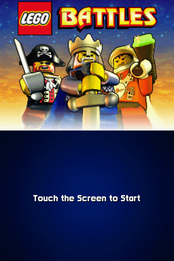 LEGO Battles start screen for Nintendo DS (DS) strategy action adventure video game