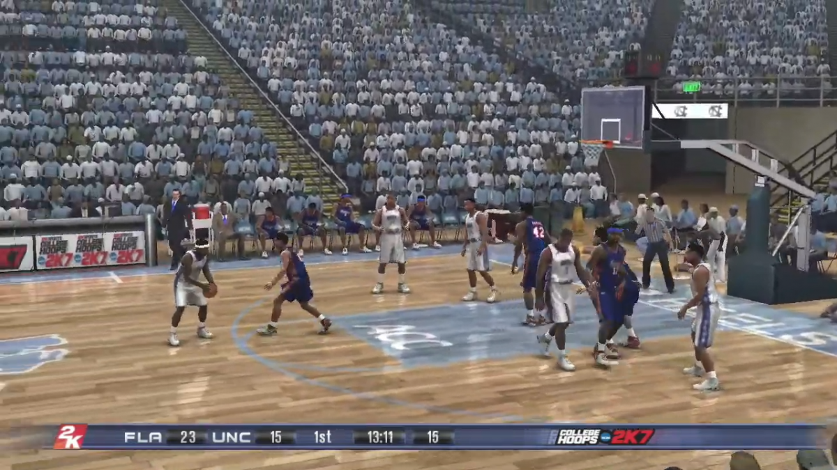 College Hoops 2K7 game for the PlayStation 2 featuring college basketball gameplay with authentic teams and arenas legacy mode dynasty building and realistic court action for NCAA fans gameplay 
