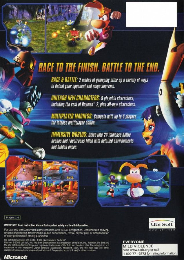 Rayman Arena back cover art for Xbox (XBOX) video game