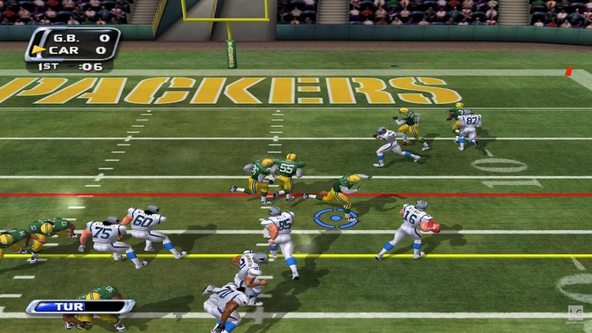 NFL Blitz 2002 Xbox video game, arcade-style football, fast-paced sports action, multiplayer, classic Midway football title gameplay screenshot