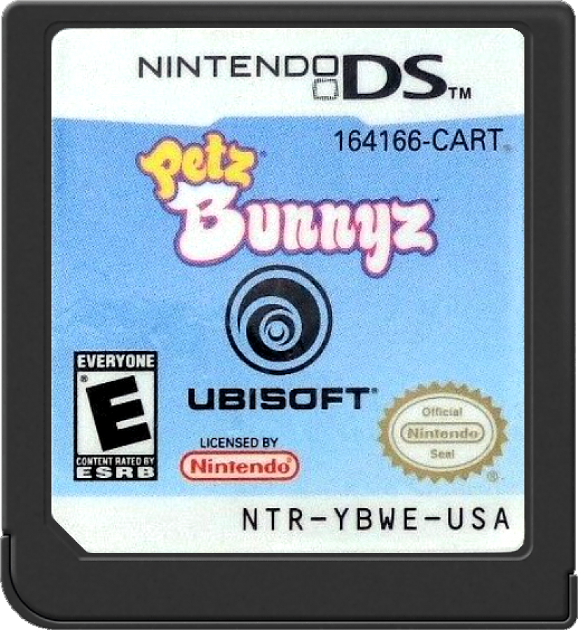 Petz Bunnyz for Nintendo DS (DS), cartridge for a retro video game featuring pet care simulation gameplay, rabbit customization, mini-game challenges, nurturing activities, and family-friendly animal adventures