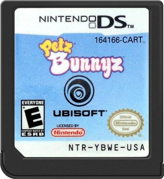 Petz Bunnyz for Nintendo DS (DS), cartridge for a retro video game featuring pet care simulation gameplay, rabbit customization, mini-game challenges, nurturing activities, and family-friendly animal adventures