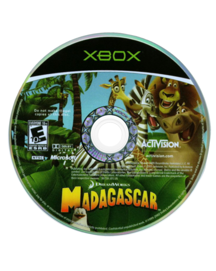 Madagascar Xbox action-adventure video game based on the DreamWorks animated film starring Alex the Lion Marty the Zebra Melman the Giraffe Gloria the Hippo and the penguins jungle safari levels New York zoo escape island survival cooperative gameplay character swapping platforming puzzle solving movie voice actors licensed tie-in disc