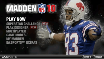 Madden NFL 10 start screen for PlayStation Portable (PSP) football sports video game