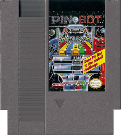 Pin Bot Nintendo Entertainment System NES for pinball video game fans featuring realistic digital pinball gameplay multiple themed tables bonus stages high score challenges fast paced arcade action classic Nintendo entertainment retro gaming collectible gaming appeal cartridge
