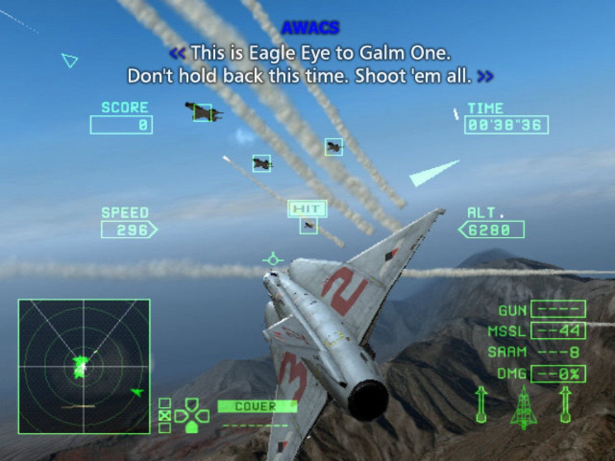 Ace Combat Zero The Belkan War PS2 Sony PlayStation 2 flight combat simulator jet fighter aerial dogfighting military aviation war campaign story driven Namco air combat game realistic flight missions retro PlayStation 2 software game title gameplay  