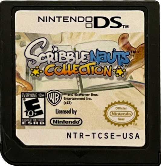 Scribblenauts Collection Nintendo DS puzzle action game word based gameplay summon objects Maxwell adventure creative problem solving open ended puzzles 5th Cell WB Games touch screen stylus controls Nintendo DS software video game title cover art 