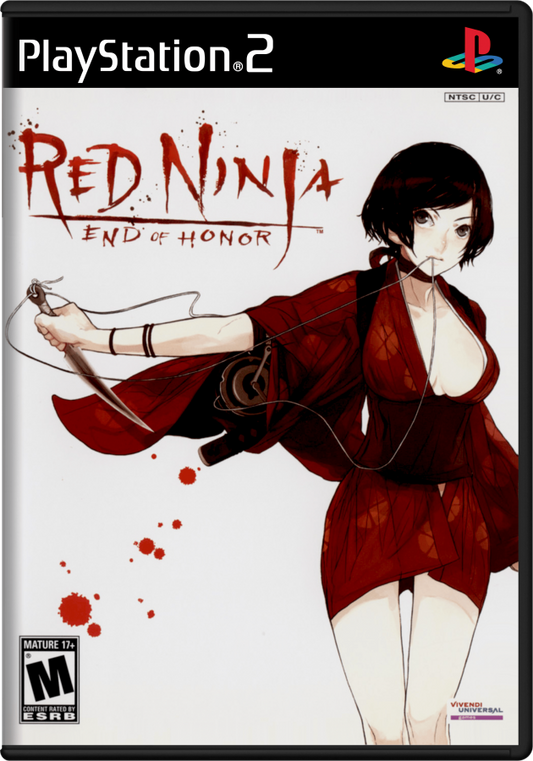 Red Ninja: End of Honor – PlayStation 2 (PS2) video game cover image, action-adventure stealth game.