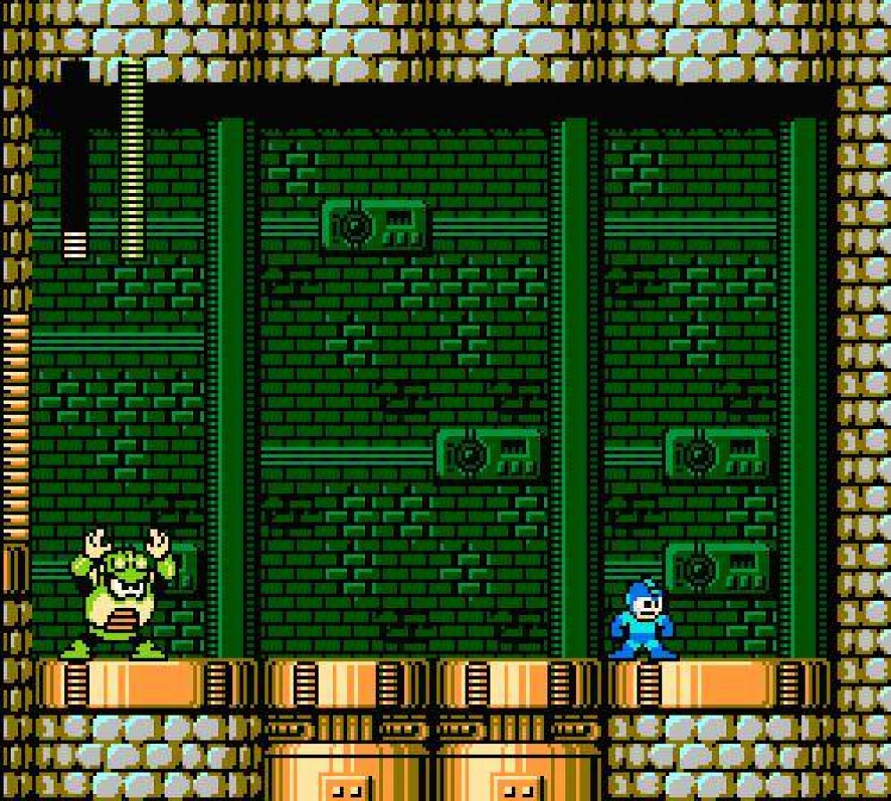 Mega Man 4 cartridge for the Nintendo Entertainment System featuring the classic blue robot hero battling Dr. Wily in a retro 8-bit side-scrolling action platformer gameplay