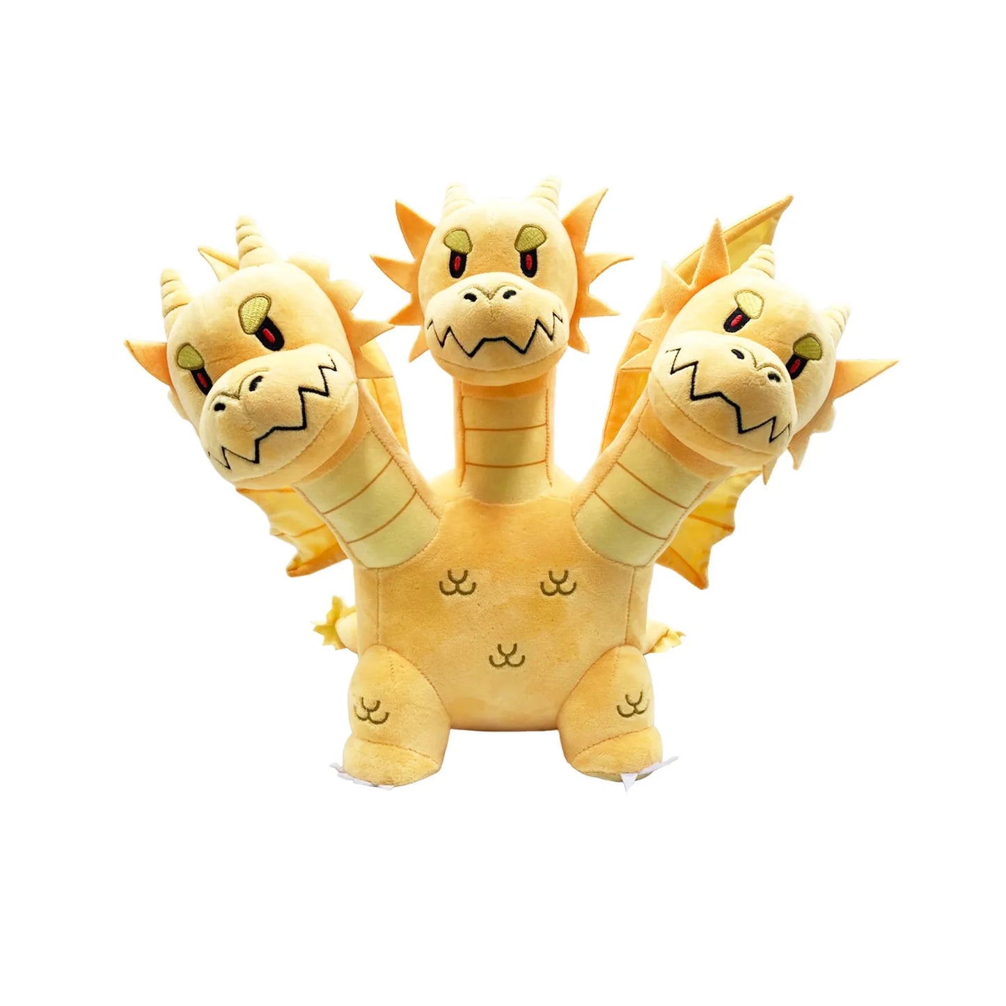 Godzilla King Ghidorah plush toy front view with three heads 11 inch soft stuffed kaiju collectible by Great Eastern Entertainment