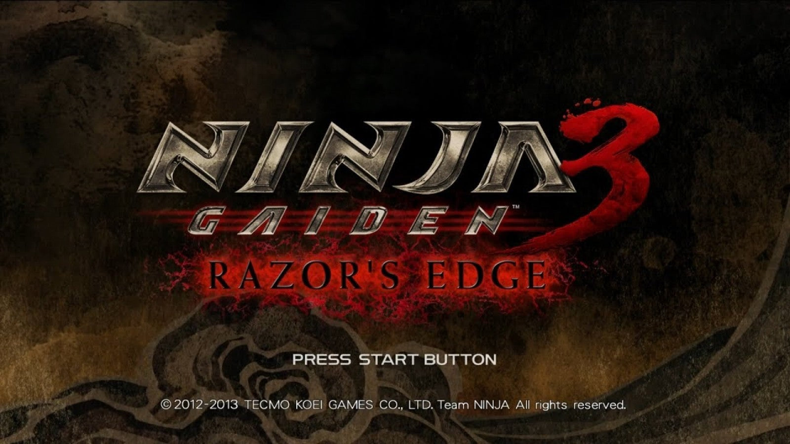 Ninja Gaiden 3: Razor's Edge titlescreen for Nintendo Wii U (WiiU) video game