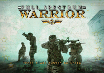 Full Spectrum Warrior start screen for PlayStation 2 (PS2) modern military tactical squad-based action video game