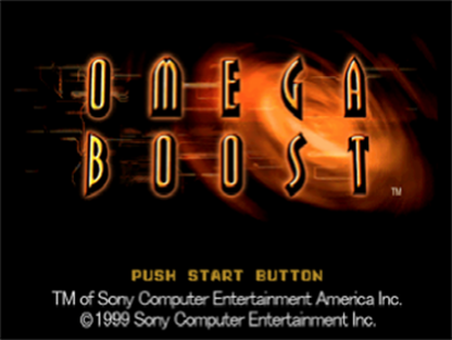 Omega Boost retro sci-fi rail shooter mech combat game for PlayStation 1 (PS1) title screen
