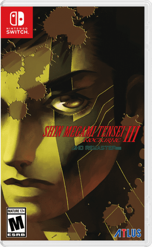 Shin Megami Tensei III Nocturne HD Remaster for Nintendo Switch JRPG featuring demon negotiation turn based combat dark post apocalyptic Tokyo setting and remastered visuals front cover