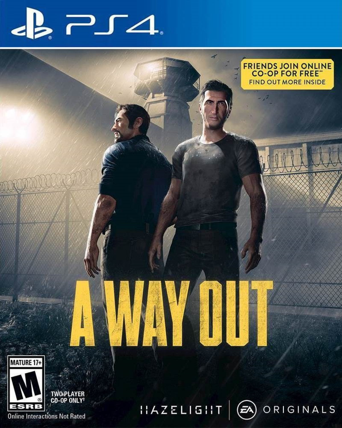 A Way Out for PS4 featuring cooperative story-driven action and split-screen prison escape gameplay cover art