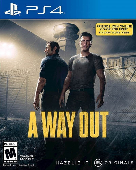 A Way Out for PS4 featuring cooperative story-driven action and split-screen prison escape gameplay cover art